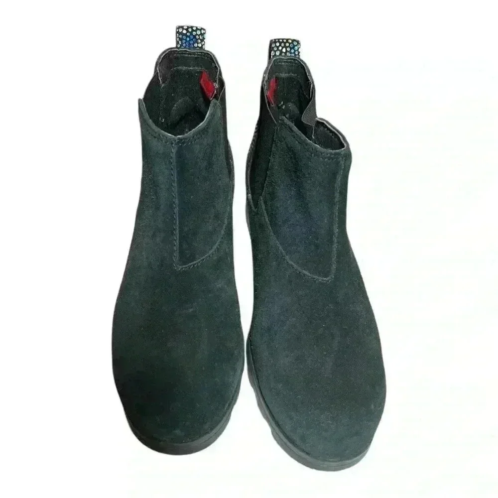 Sorel Women's Black Suede Iridescent Waterproof Booties Size 5 Preowned